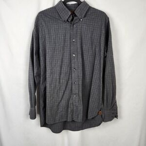 TOMMY HILFIGER Men's XL Vintage‎ Gray/Blue Long-Sleeve Button-Down Shirt